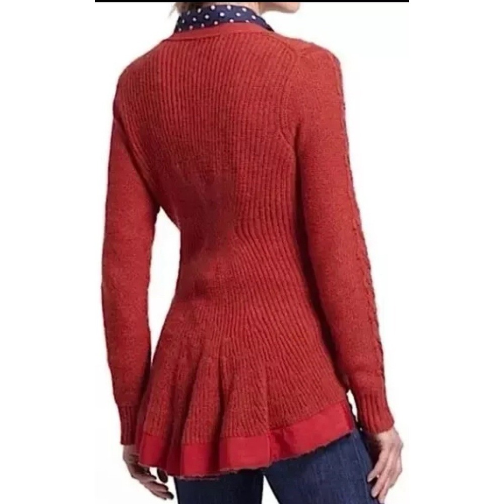 Anthropologie Far Away‎ From Close Pauline Cable Knit Cardigan Hi Lo Granny L - Picture 3 of 16
